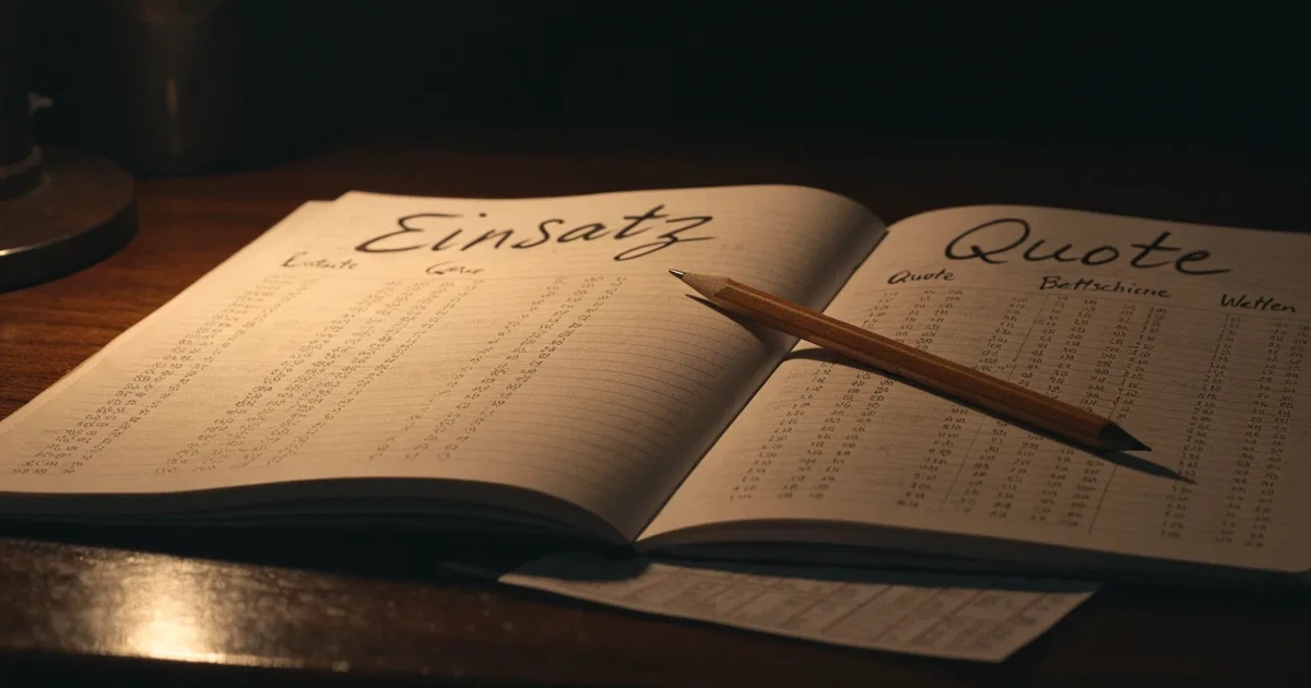 Ein aufgeschlagenes Notizbuch mit handschriftlichen Zahlenreihen und ein Bleistift liegen neben einem Taschenrechner auf einem Schreibtisch.