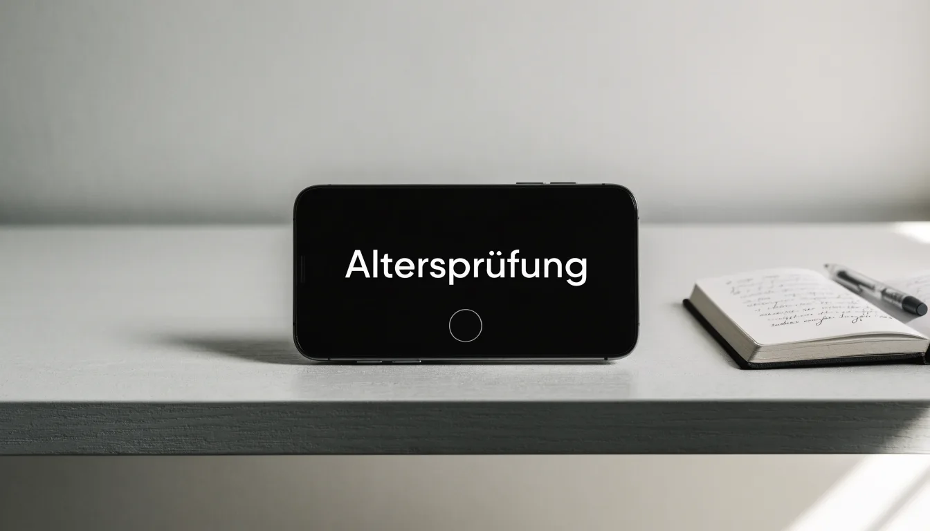 Eine Waage mit zwei leeren Schalen steht auf einem Holztisch vor einem Fenster.