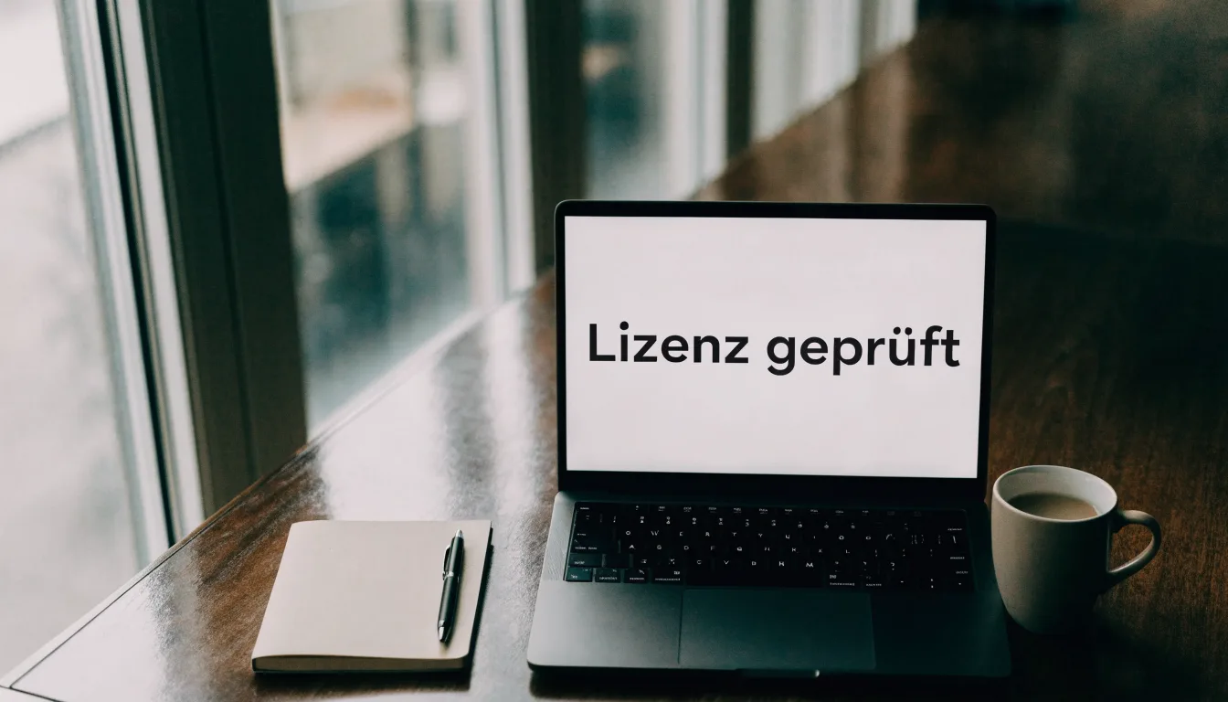 Eine Messingwaage steht auf einer dunklen Holzplatte vor einem Fenster, durch das weiches Tageslicht fällt.