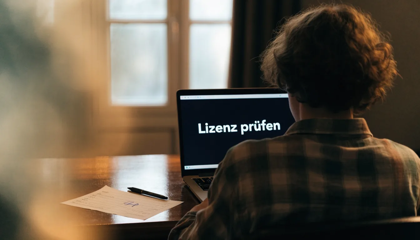 Eine Messingwaage steht auf einer dunklen Holzplatte vor einem Fenster, durch das weiches Tageslicht fällt.