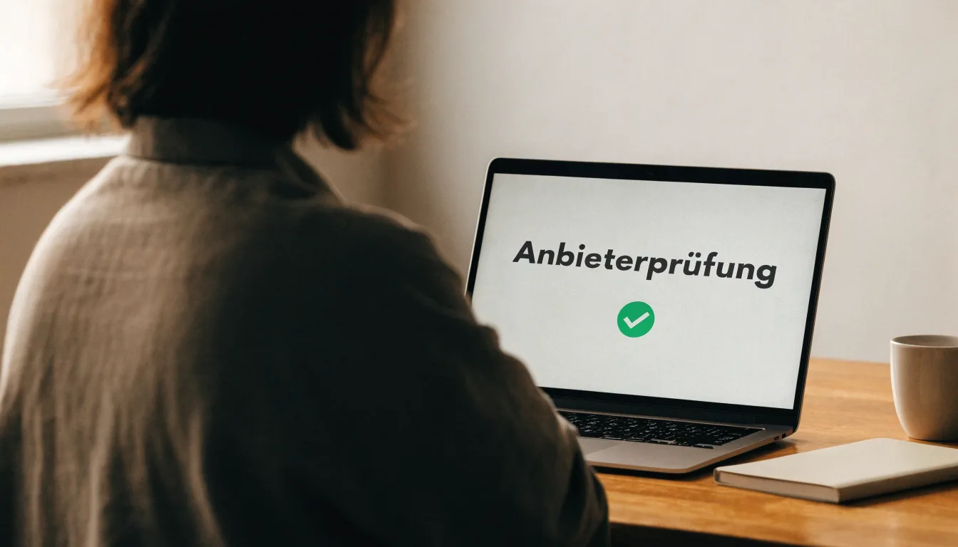 Ein Richterhammer aus Holz und eine kleine Messingwaage stehen auf einer polierten Tischplatte vor einer hellen Wand.